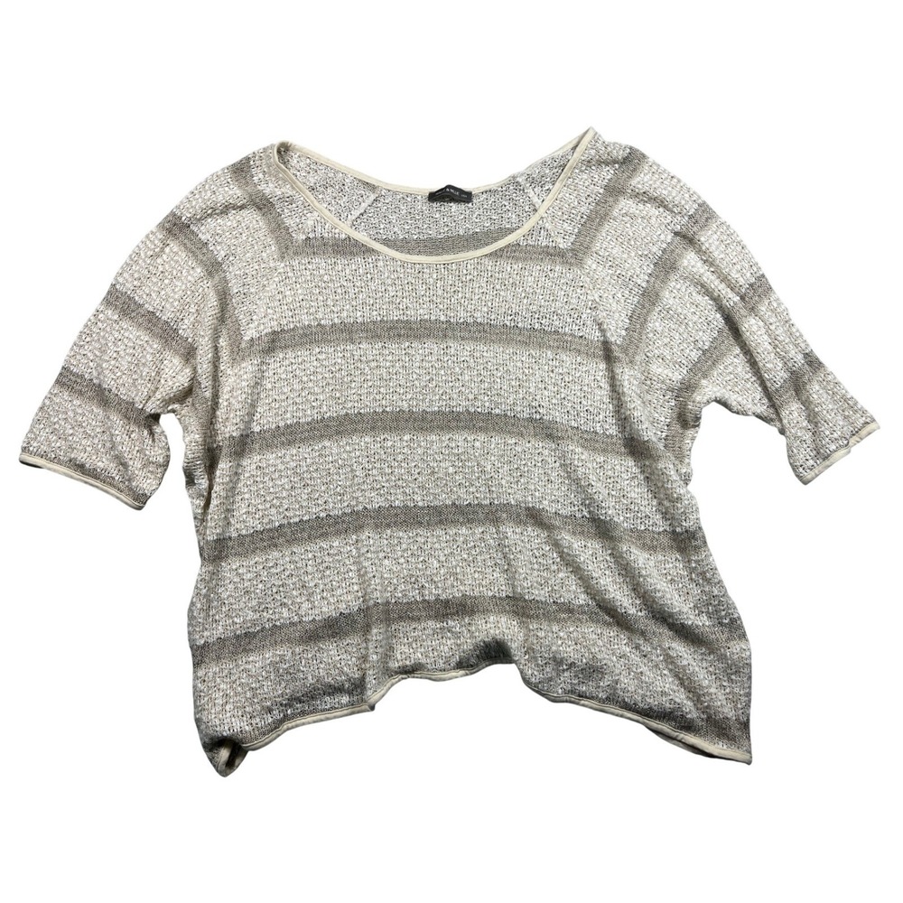 Nally & Millie Women XL Beige Ivory Striped Knit Sweater Top Dolman Sleeve USA